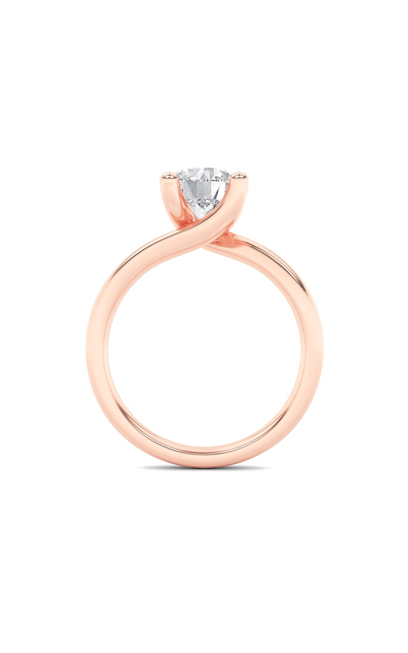 1Cttw Round Shaped Lab Grown Diamond (F/VS) Bypass Shank Engagement Ring in 14K Gold
