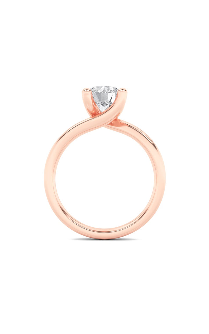 1Cttw Round Shaped Lab Grown Diamond (F/VS) Bypass Shank Engagement Ring in 14K Gold