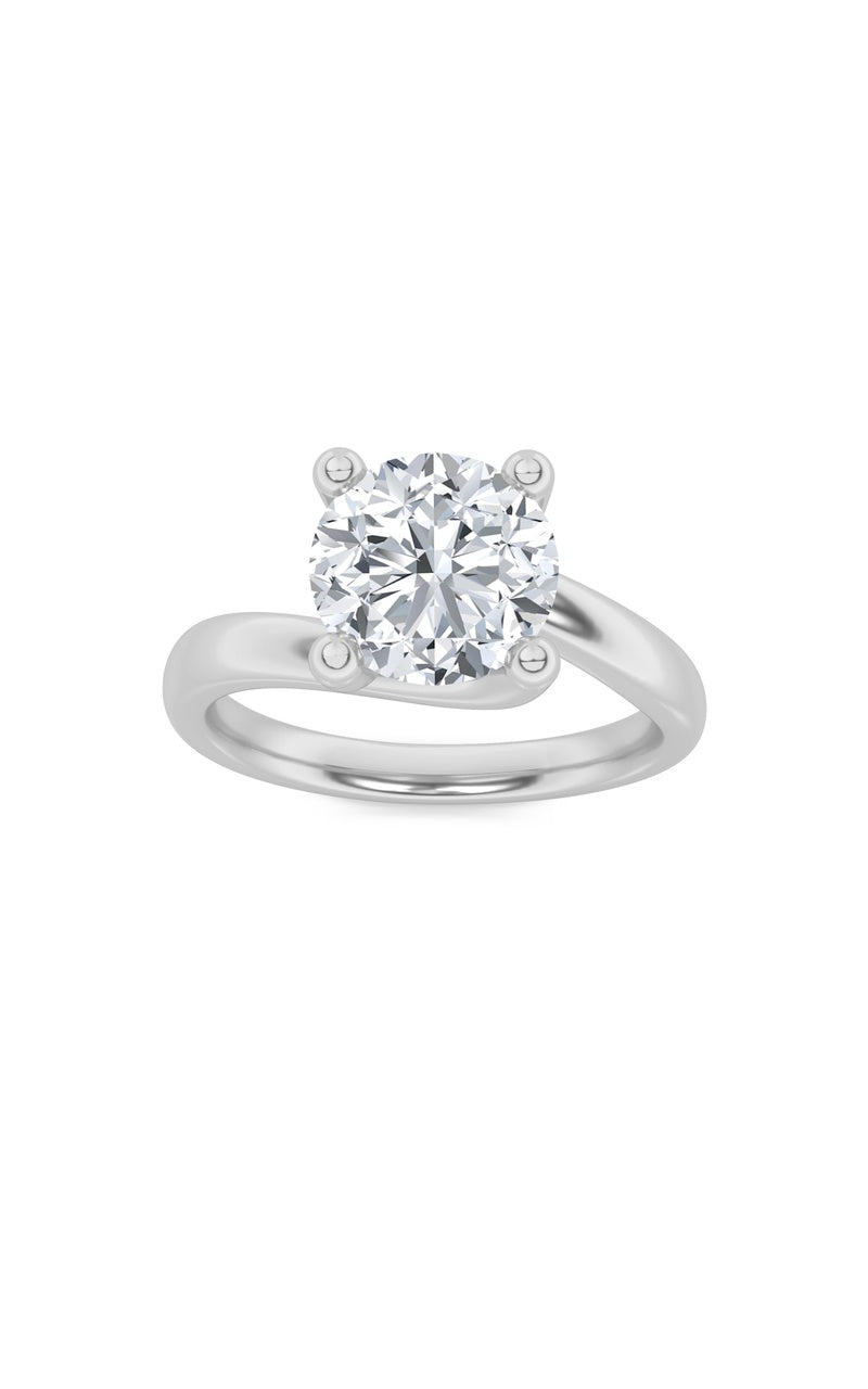 3Cttw Round Shaped Lab Grown Diamond (F/VS) Bypass Shank Engagement Ring in 14K Gold