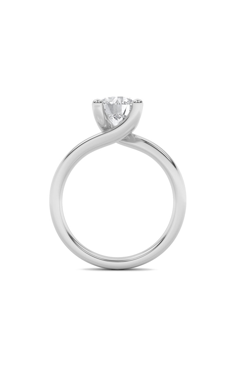 3Cttw Round Shaped Lab Grown Diamond (F/VS) Bypass Shank Engagement Ring in 14K Gold