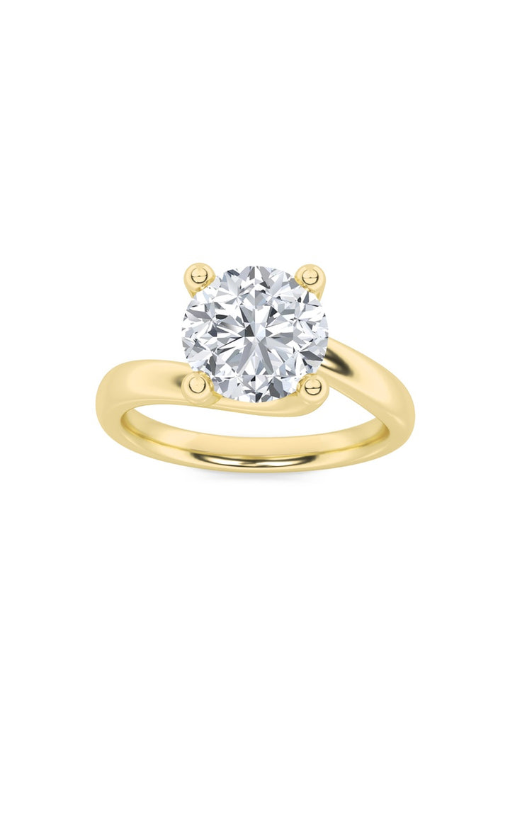 3Cttw Round Shaped Lab Grown Diamond (F/VS) Bypass Shank Engagement Ring in 14K Gold