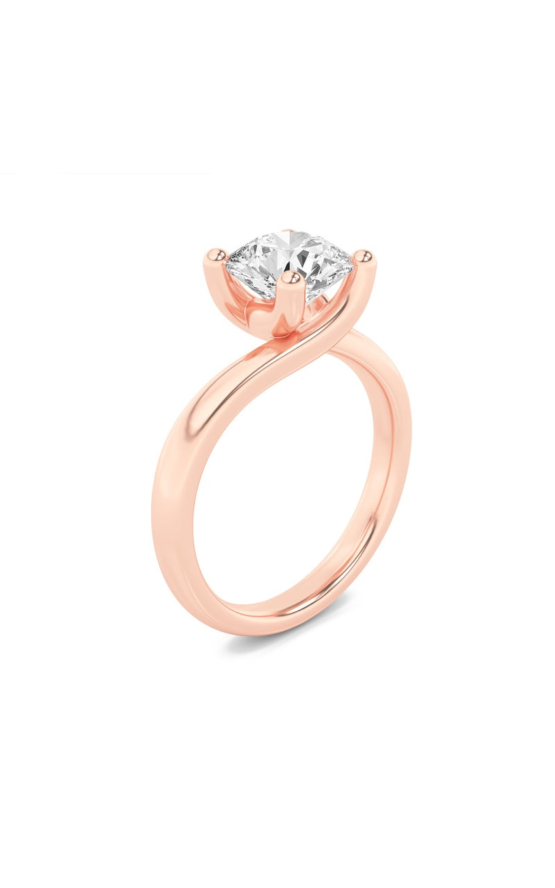 3Cttw Round Shaped Lab Grown Diamond (F/VS) Bypass Shank Engagement Ring in 14K Gold