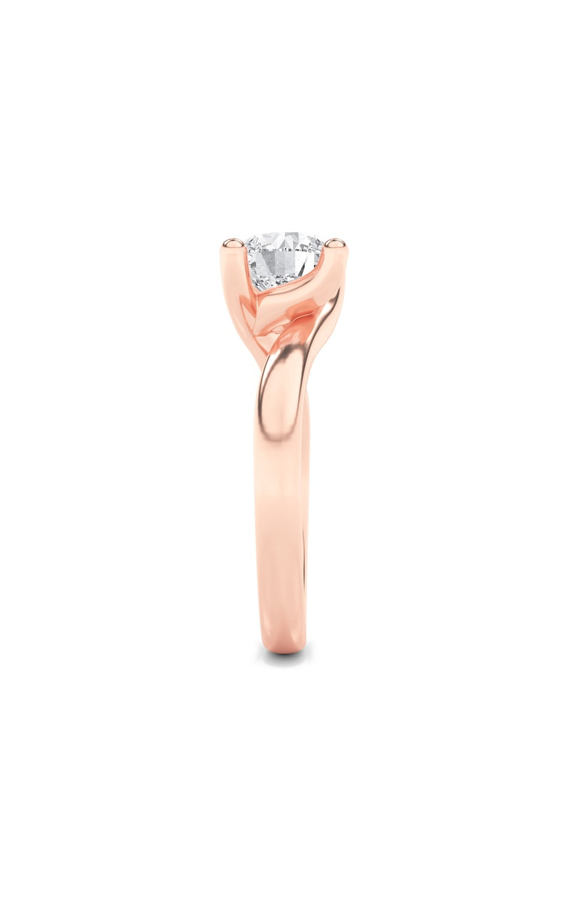 3Cttw Round Shaped Lab Grown Diamond (F/VS) Bypass Shank Engagement Ring in 14K Gold