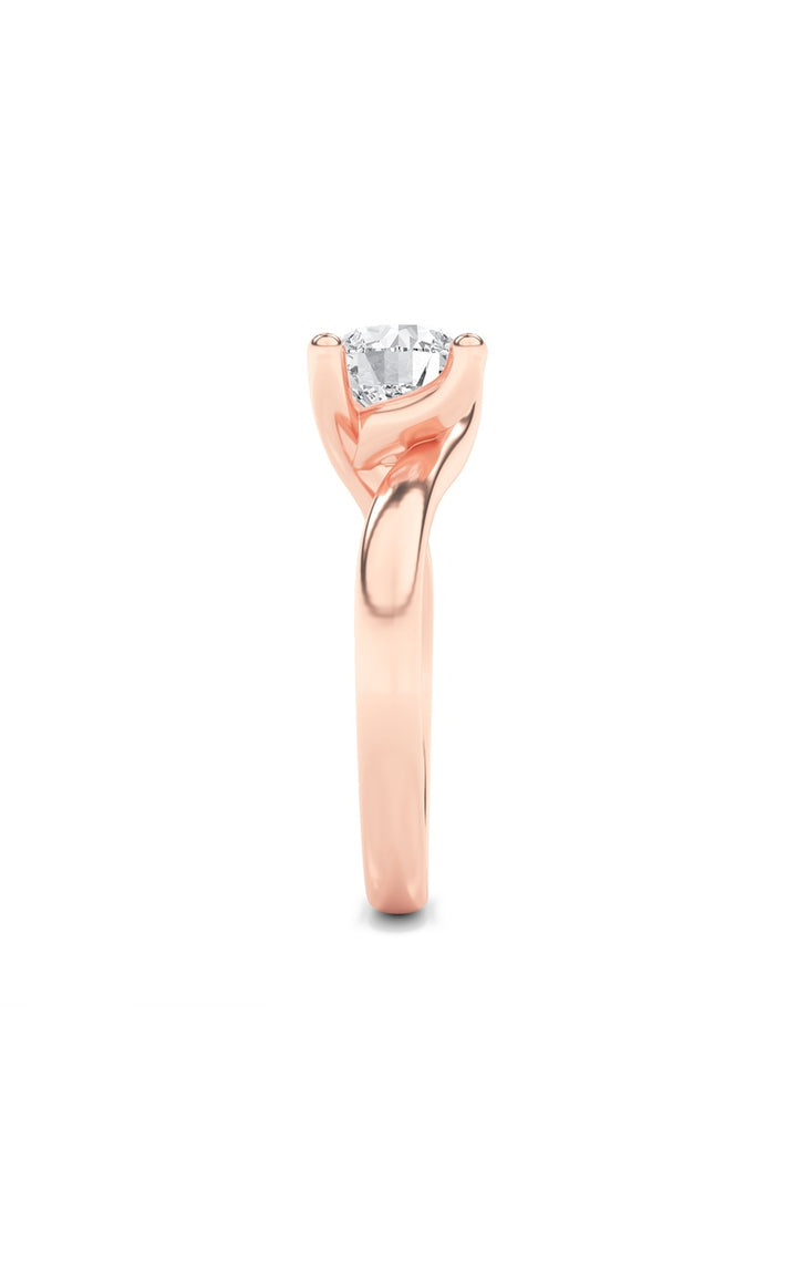 3Cttw Round Shaped Lab Grown Diamond (F/VS) Bypass Shank Engagement Ring in 14K Gold