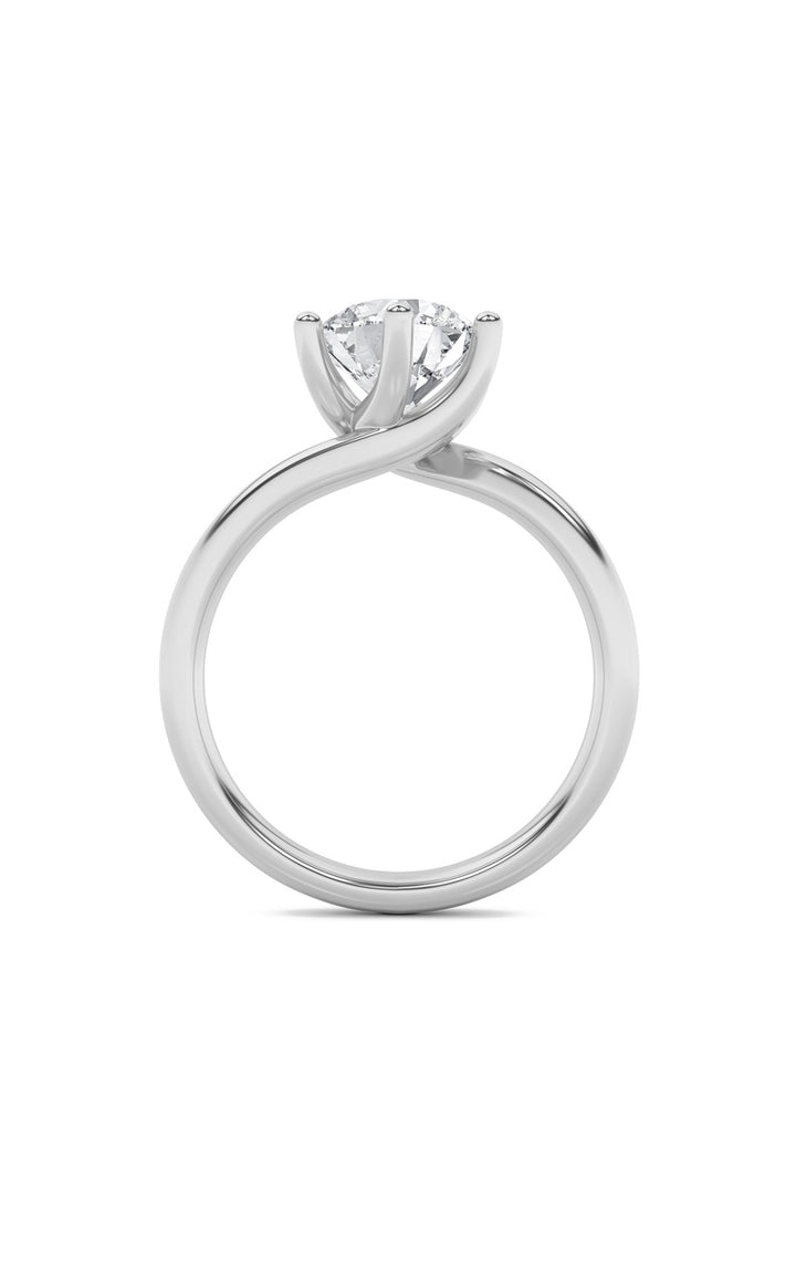 1Cttw Round Shaped Lab Grown Diamond (F/VS) Bypass Shank Engagement Ring in 14K Gold