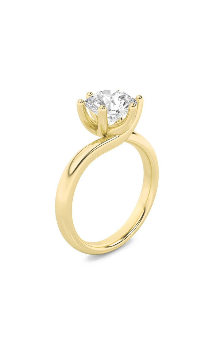 1Cttw Round Shaped Lab Grown Diamond (F/VS) Bypass Shank Engagement Ring in 14K Gold