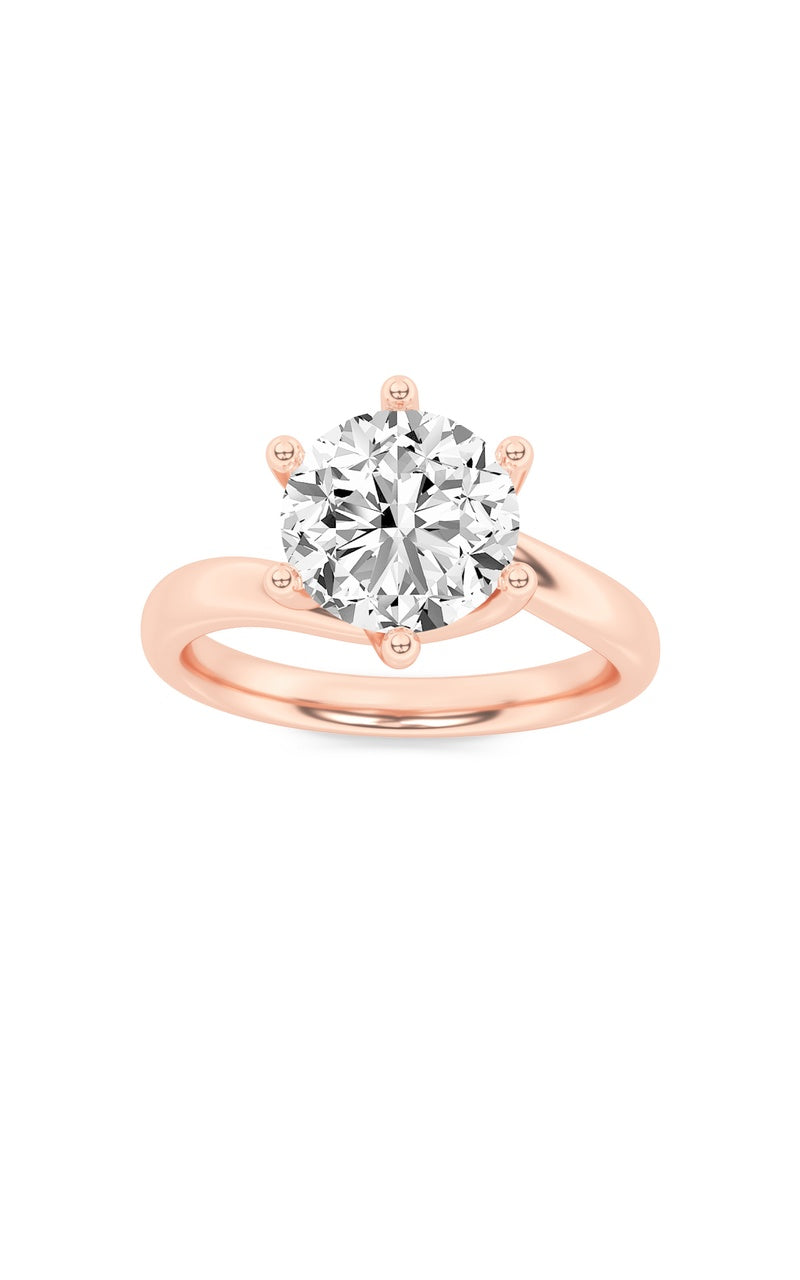 2Cttw Round Shaped Lab Grown Diamond (F/VS) Bypass Shank Engagement Ring in 14K Gold