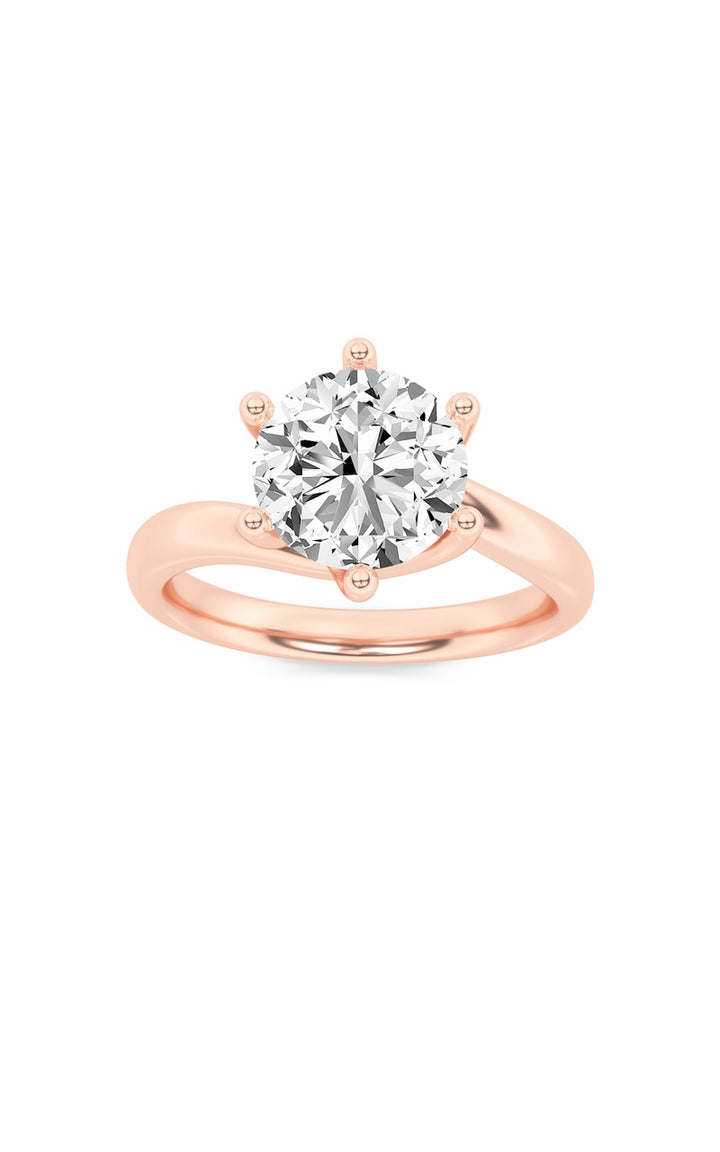 2Cttw Round Shaped Lab Grown Diamond (F/VS) Bypass Shank Engagement Ring in 14K Gold