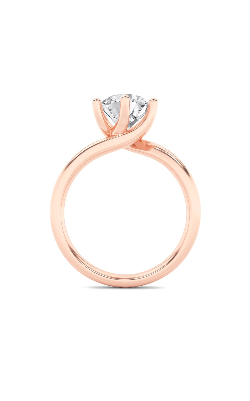 2Cttw Round Shaped Lab Grown Diamond (F/VS) Bypass Shank Engagement Ring in 14K Gold