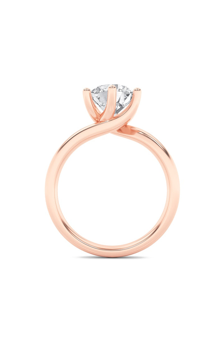 2Cttw Round Shaped Lab Grown Diamond (F/VS) Bypass Shank Engagement Ring in 14K Gold