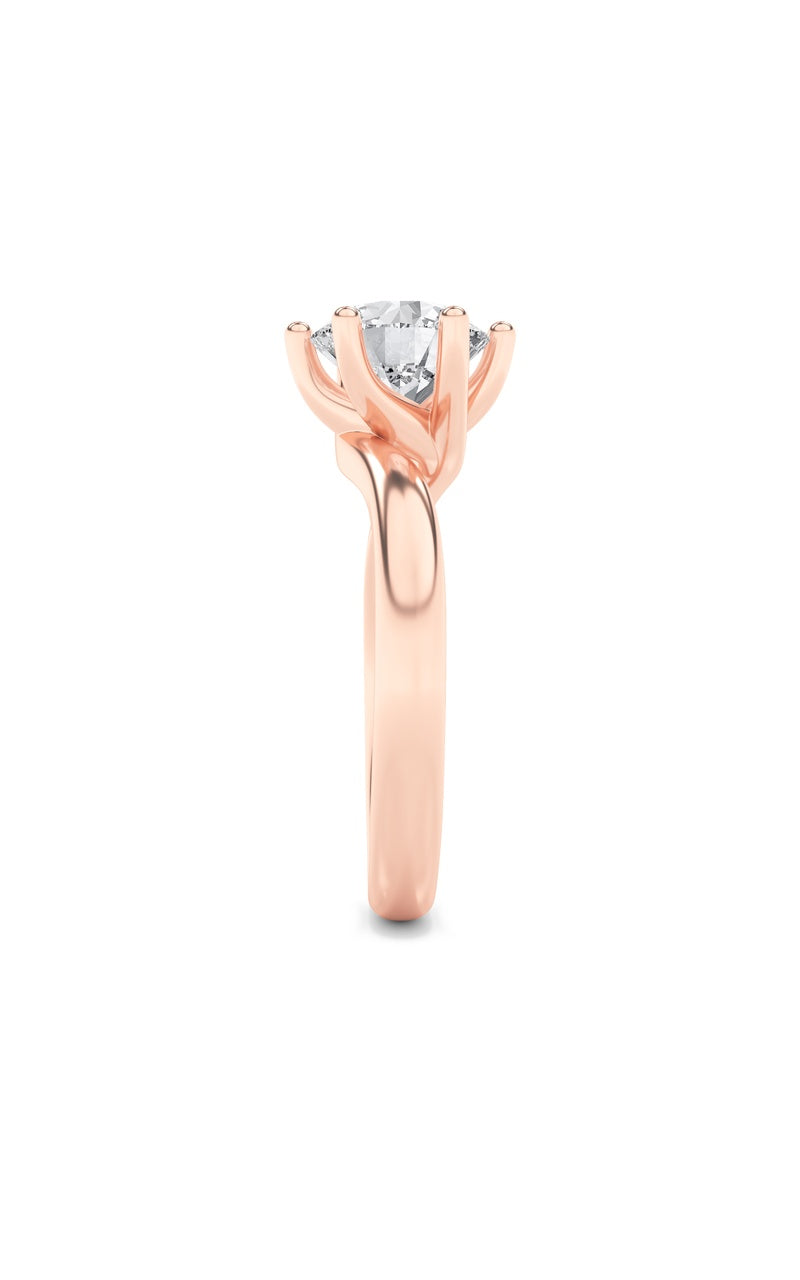 2Cttw Round Shaped Lab Grown Diamond (F/VS) Bypass Shank Engagement Ring in 14K Gold