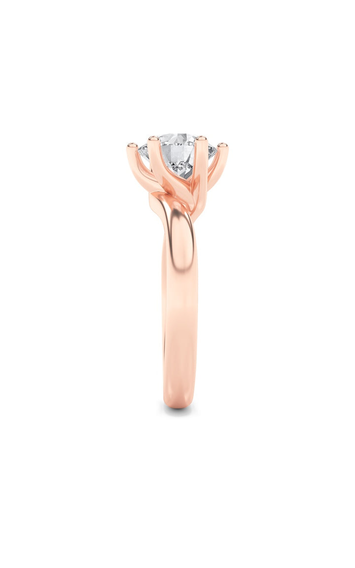 2Cttw Round Shaped Lab Grown Diamond (F/VS) Bypass Shank Engagement Ring in 14K Gold