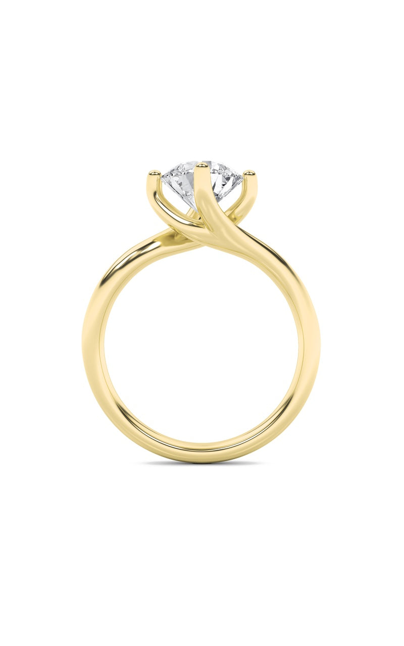 1Cttw Round Shaped Lab Grown Diamond (F/VS) Bypass Shank Engagement Ring in 14K Gold