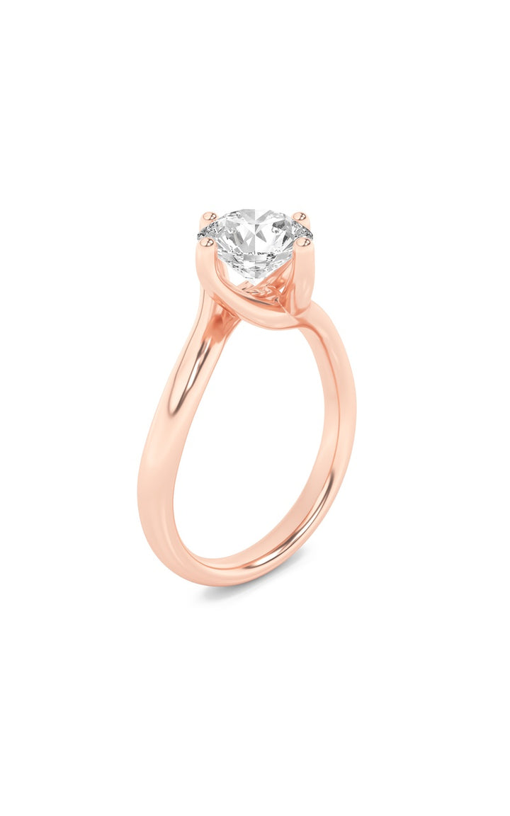 1Cttw Round Shaped Lab Grown Diamond (F/VS) Bypass Shank Engagement Ring in 14K Gold