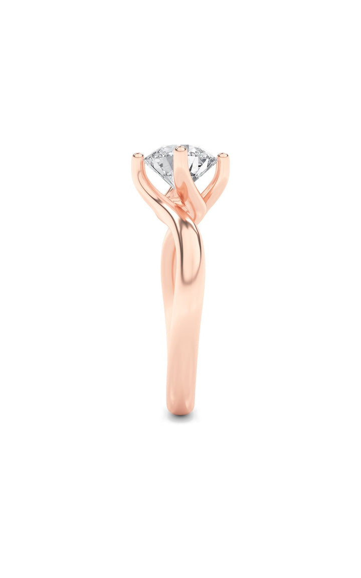1Cttw Round Shaped Lab Grown Diamond (F/VS) Bypass Shank Engagement Ring in 14K Gold