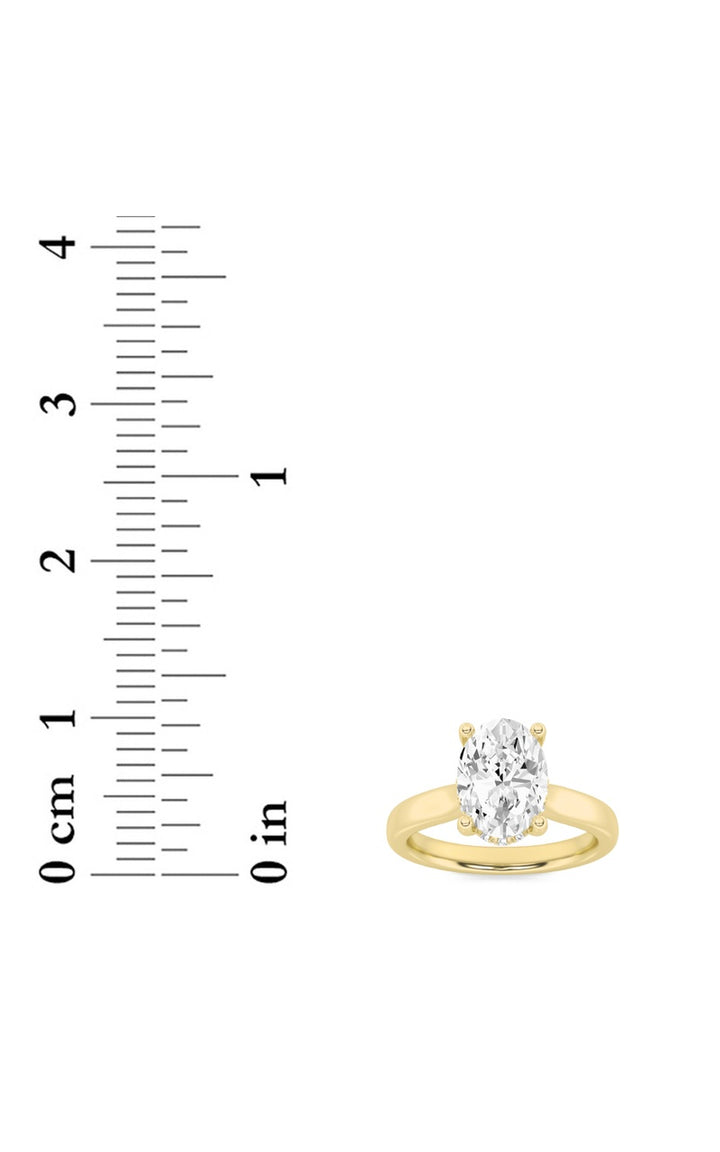 2Cttw Oval Shaped Lab Grown Diamond (F/VS) HiddenHalo Cathedral Shank Engagement Ring in 14K Gold