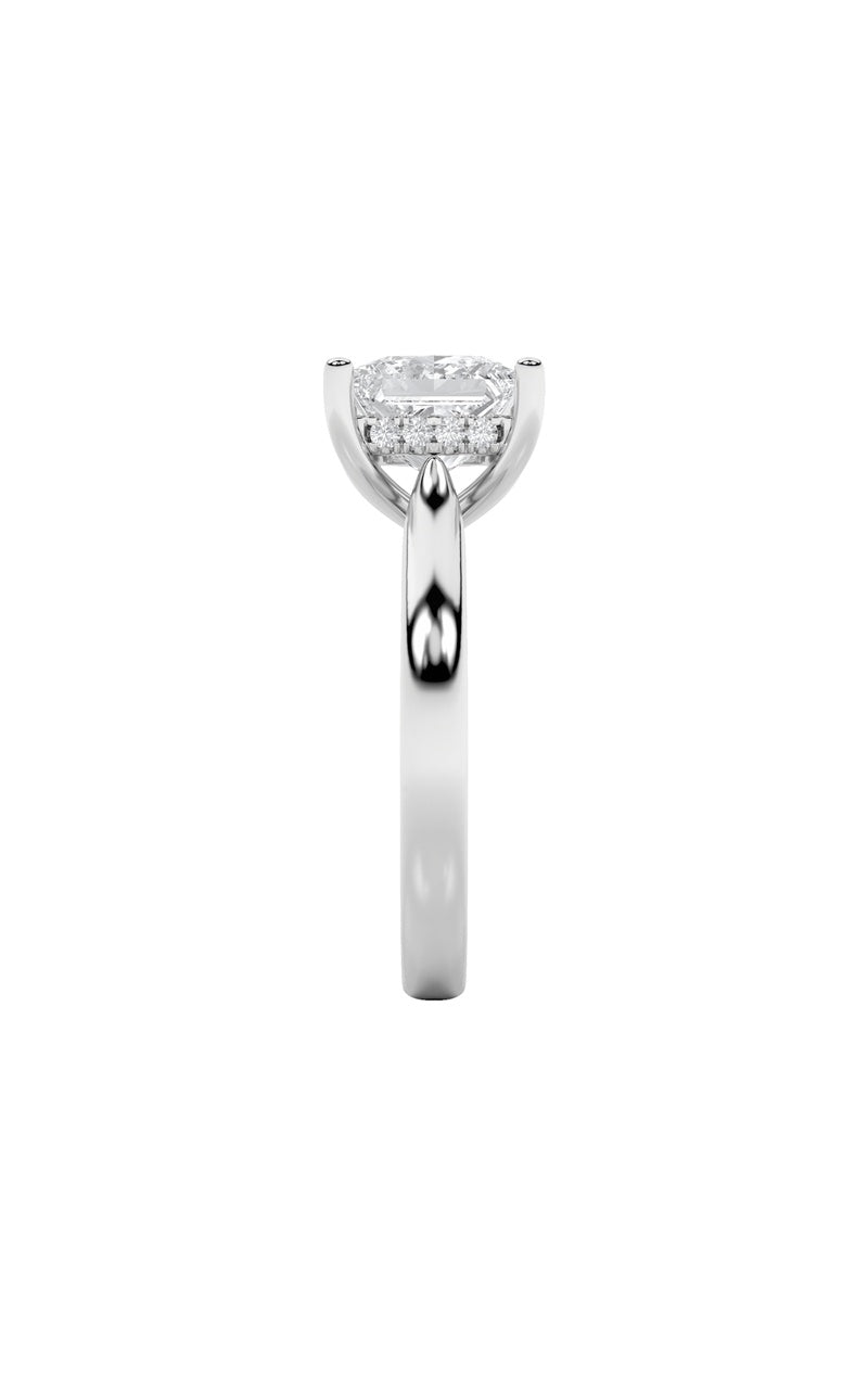 1Cttw Princess Shaped Lab Grown Diamond (F/VS) Hidden Halo Cathedral Shank Engagement Ring in 14K Gold