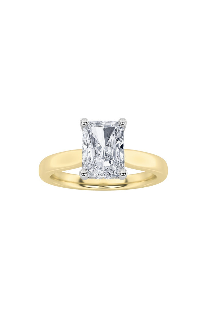 1.5Cttw Radiant Shaped Lab Grown Diamond (F/VVS) Hidden Halo Cathedral Shank Engagement Ring in 14KGold