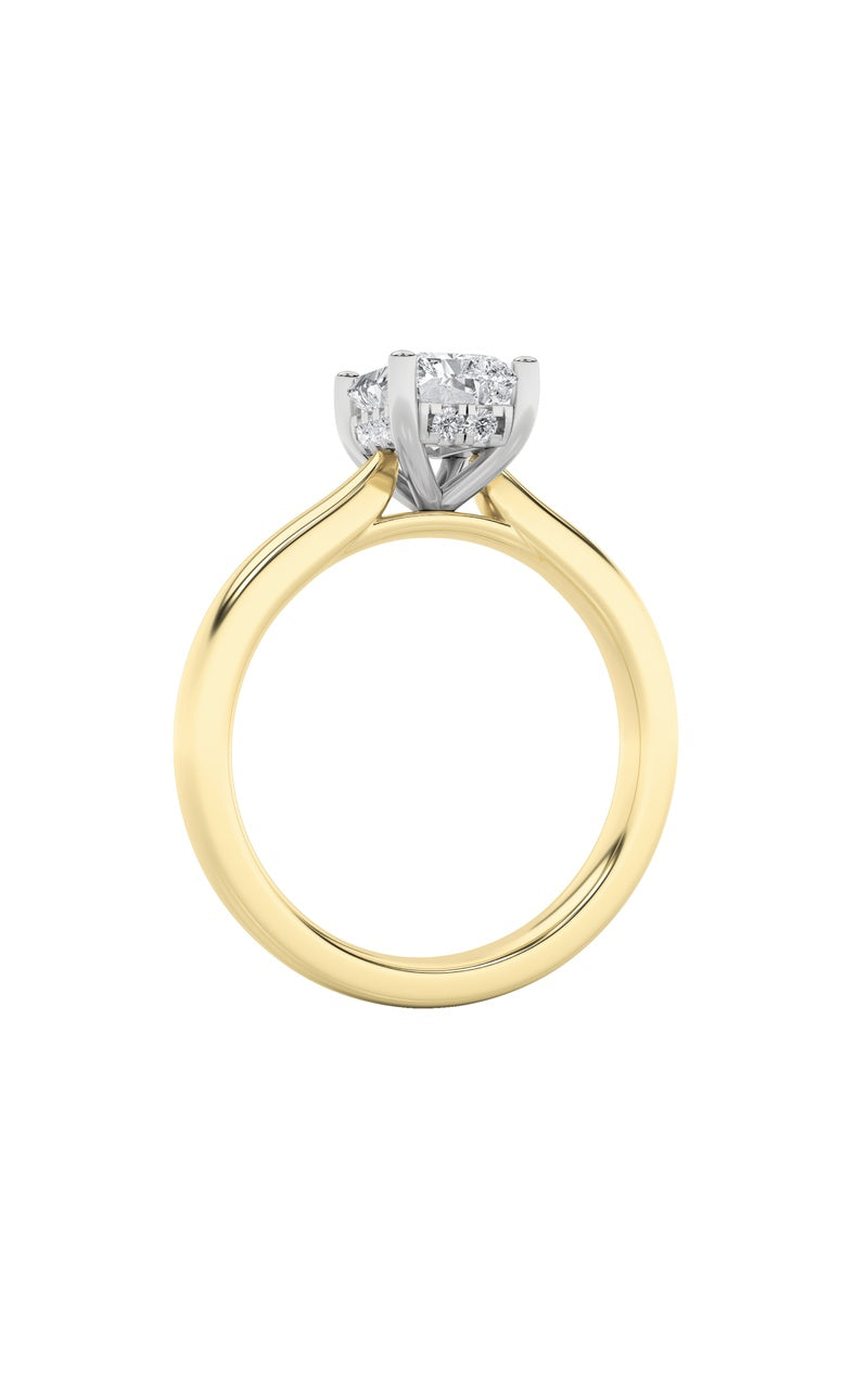 1.5Cttw Radiant Shaped Lab Grown Diamond (F/VVS) Hidden Halo Cathedral Shank Engagement Ring in 14KGold