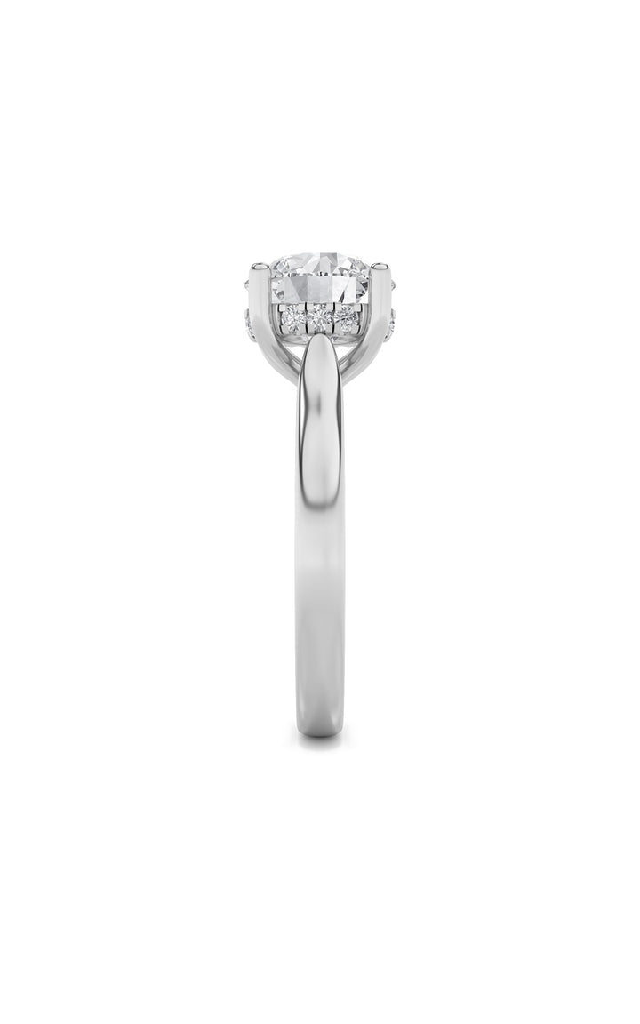 1.5Cttw Round Shaped Lab Grown Diamond (F/VS) Hidden Halo Cathedral Shank Engagement Ring in 14K Gold
