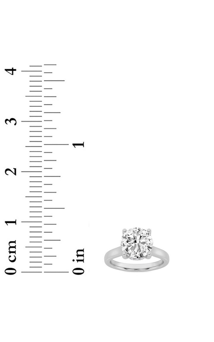 1.5Cttw Round Shaped Lab Grown Diamond (F/VS) Hidden Halo Cathedral Shank Engagement Ring in 14K Gold