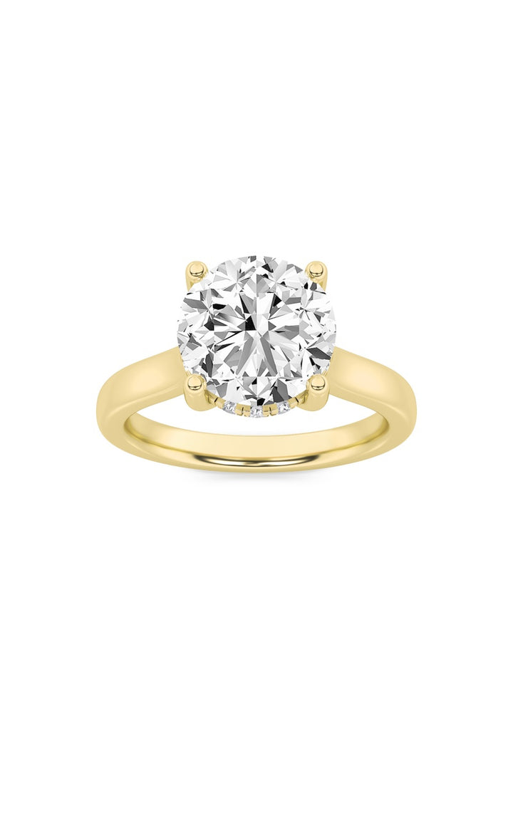 1.5Cttw Round Shaped Lab Grown Diamond (F/VS) Hidden Halo Cathedral Shank Engagement Ring in 14K Gold
