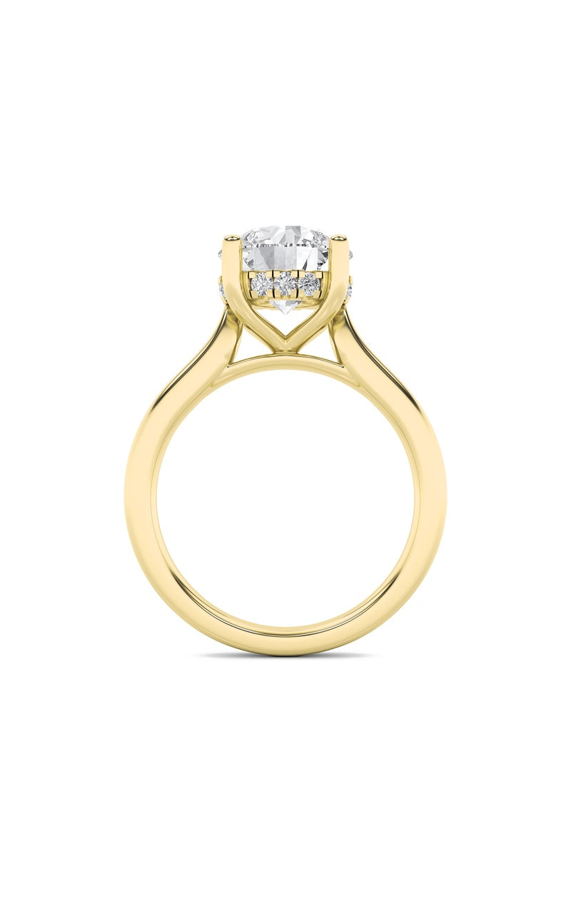 1.5Cttw Round Shaped Lab Grown Diamond (F/VS) Hidden Halo Cathedral Shank Engagement Ring in 14K Gold
