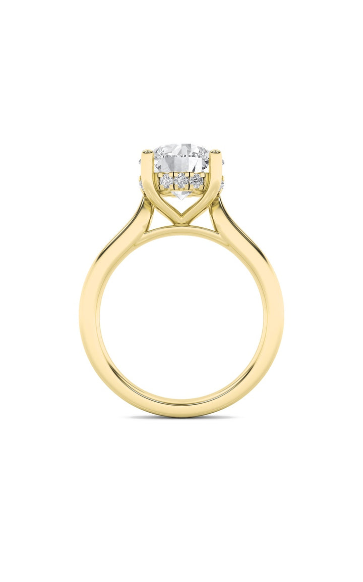 1.5Cttw Round Shaped Lab Grown Diamond (F/VS) Hidden Halo Cathedral Shank Engagement Ring in 14K Gold