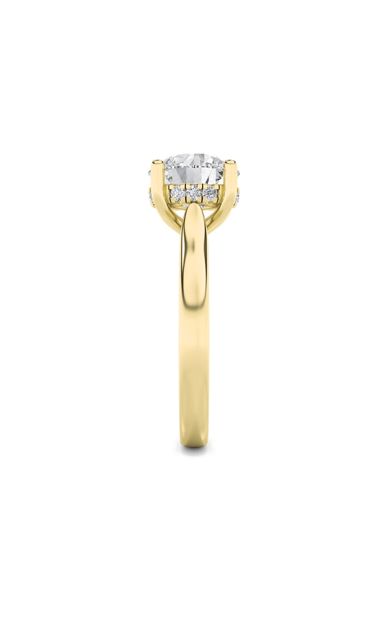 1.5Cttw Round Shaped Lab Grown Diamond (F/VS) Hidden Halo Cathedral Shank Engagement Ring in 14K Gold