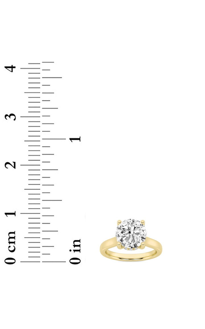 1.5Cttw Round Shaped Lab Grown Diamond (F/VS) Hidden Halo Cathedral Shank Engagement Ring in 14K Gold