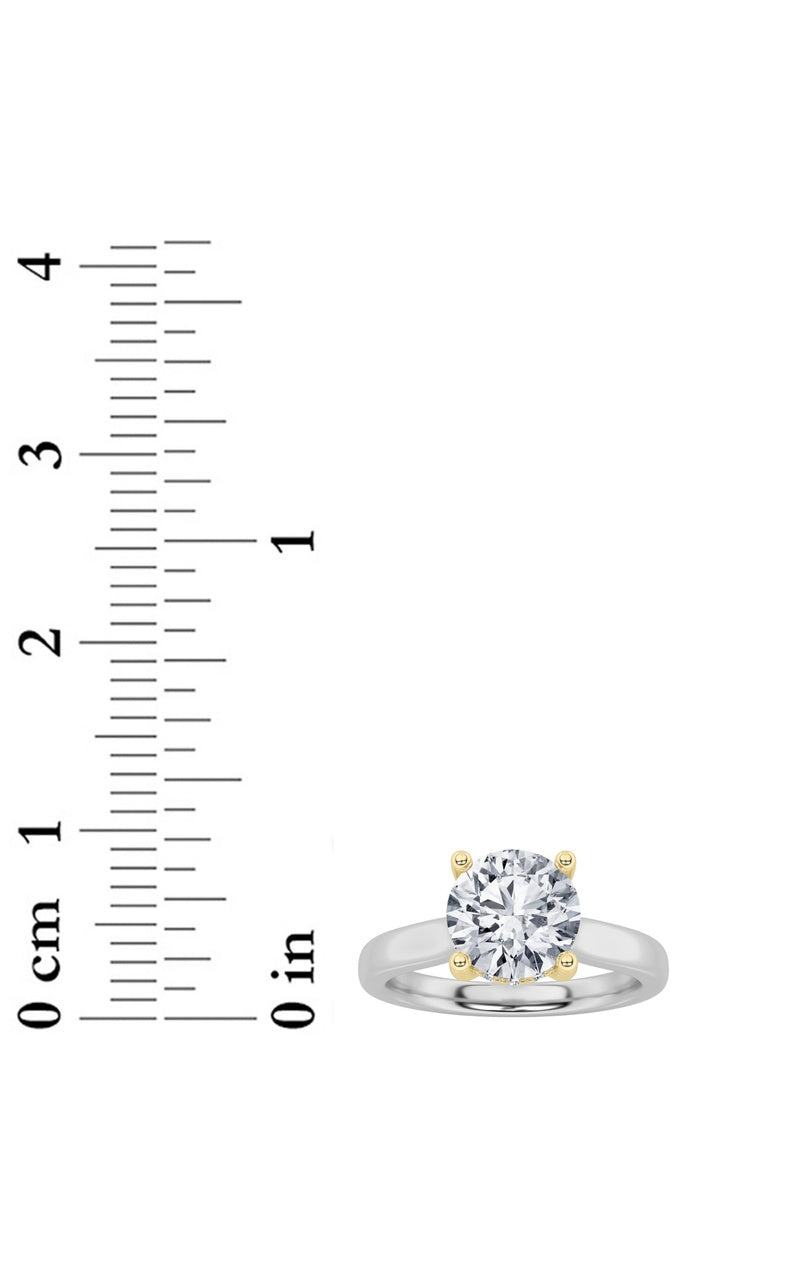 3Cttw Round Shaped Lab Grown Diamond (F/VS) Hidden Halo Cathedral Shank Engagement Ring in 14K Gold