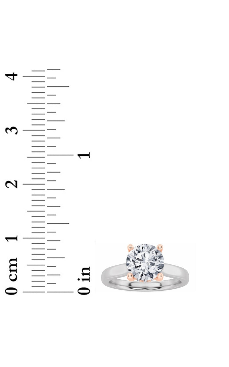 3Cttw Round Shaped Lab Grown Diamond (F/VS) Hidden Halo Cathedral Shank Engagement Ring in 14K Gold