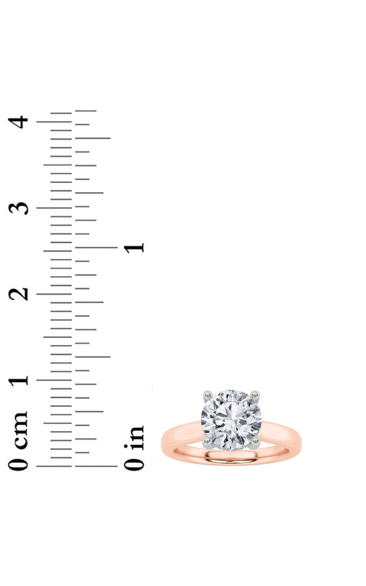 3Cttw Round Shaped Lab Grown Diamond (F/VS) Hidden Halo Cathedral Shank Engagement Ring in 14K Gold