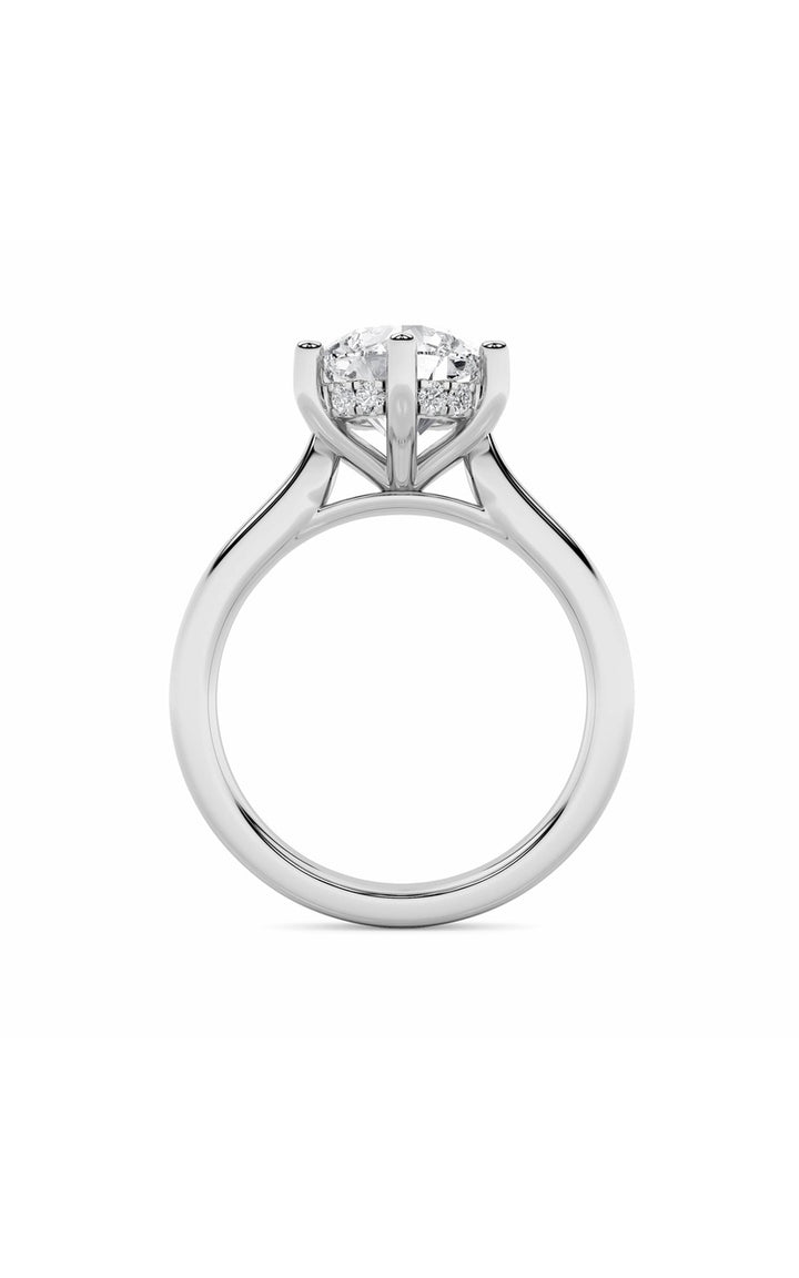 2Cttw Round Shaped Lab Grown Diamond (F/VS) Hidden Halo Cathedral Shank Engagement Ring in 14K Gold