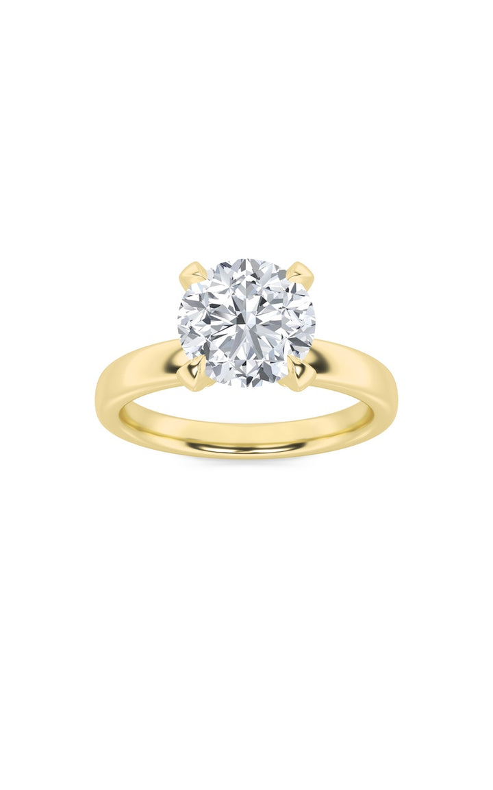 2Cttw Round Shaped Lab Grown Diamond (F/VS) Hidden Halo Petite Shank Ring in 14K Gold