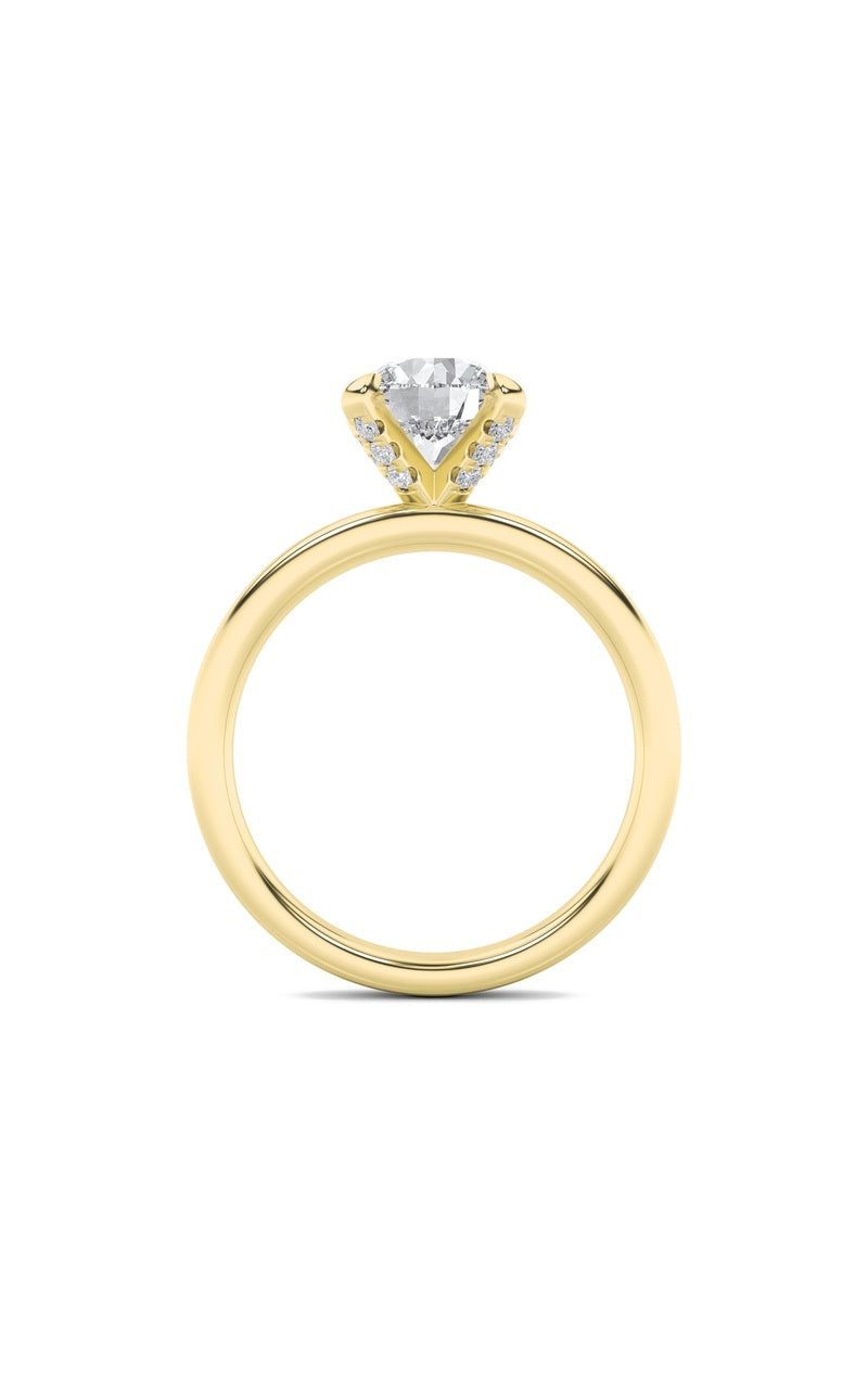 2Cttw Round Shaped Lab Grown Diamond (F/VS) Hidden Halo Petite Shank Ring in 14K Gold