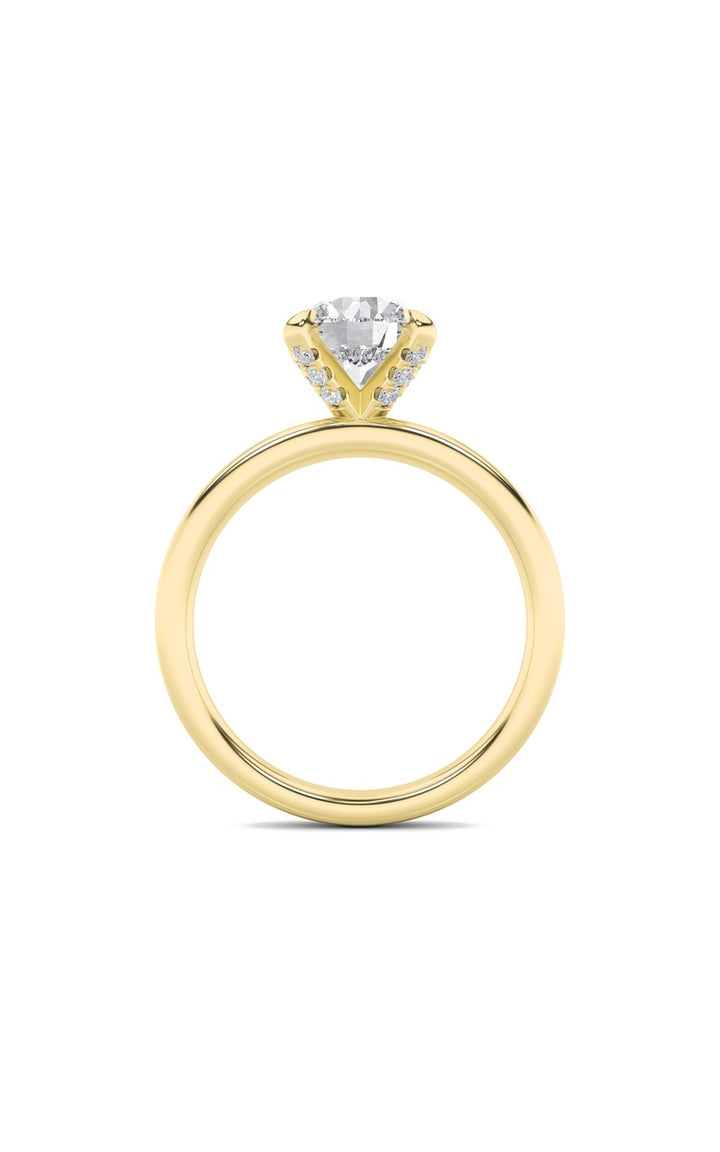 2Cttw Round Shaped Lab Grown Diamond (F/VS) Hidden Halo Petite Shank Ring in 14K Gold