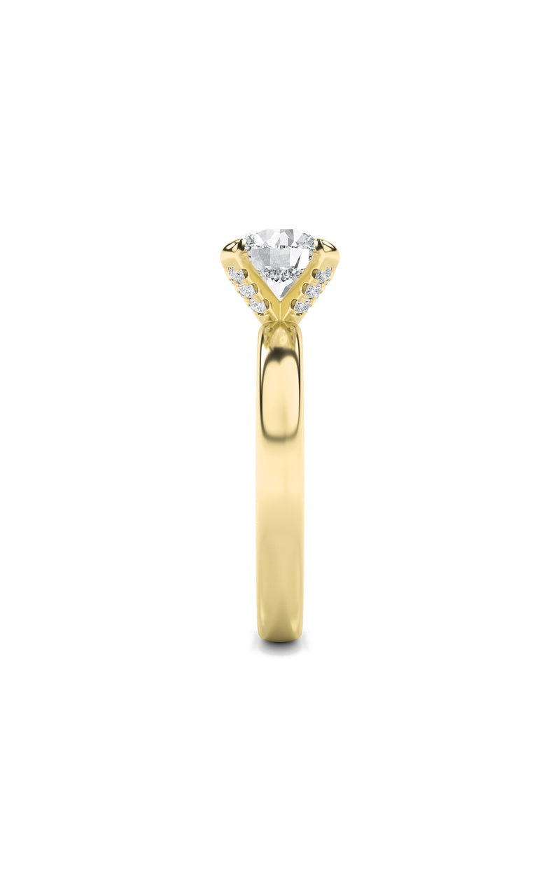 2Cttw Round Shaped Lab Grown Diamond (F/VS) Hidden Halo Petite Shank Ring in 14K Gold
