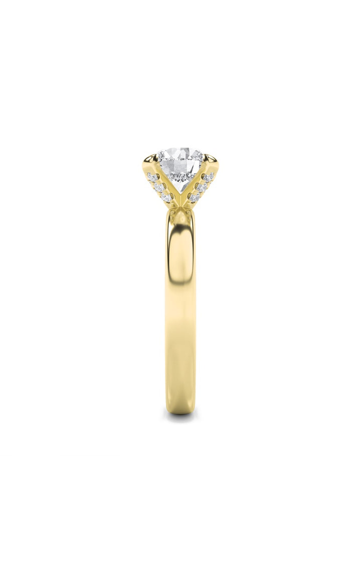 2Cttw Round Shaped Lab Grown Diamond (F/VS) Hidden Halo Petite Shank Ring in 14K Gold