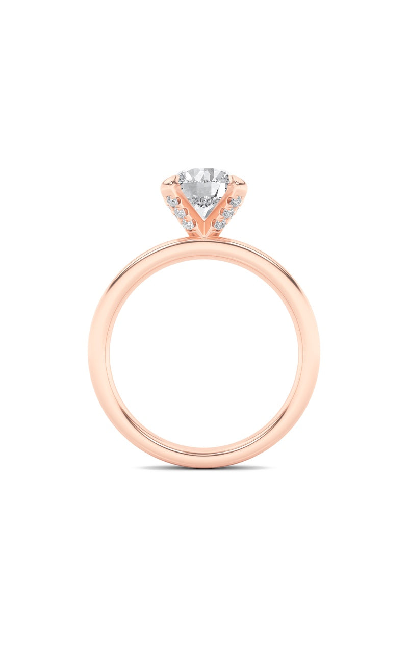 2Cttw Round Shaped Lab Grown Diamond (F/VS) Hidden Halo Petite Shank Ring in 14K Gold