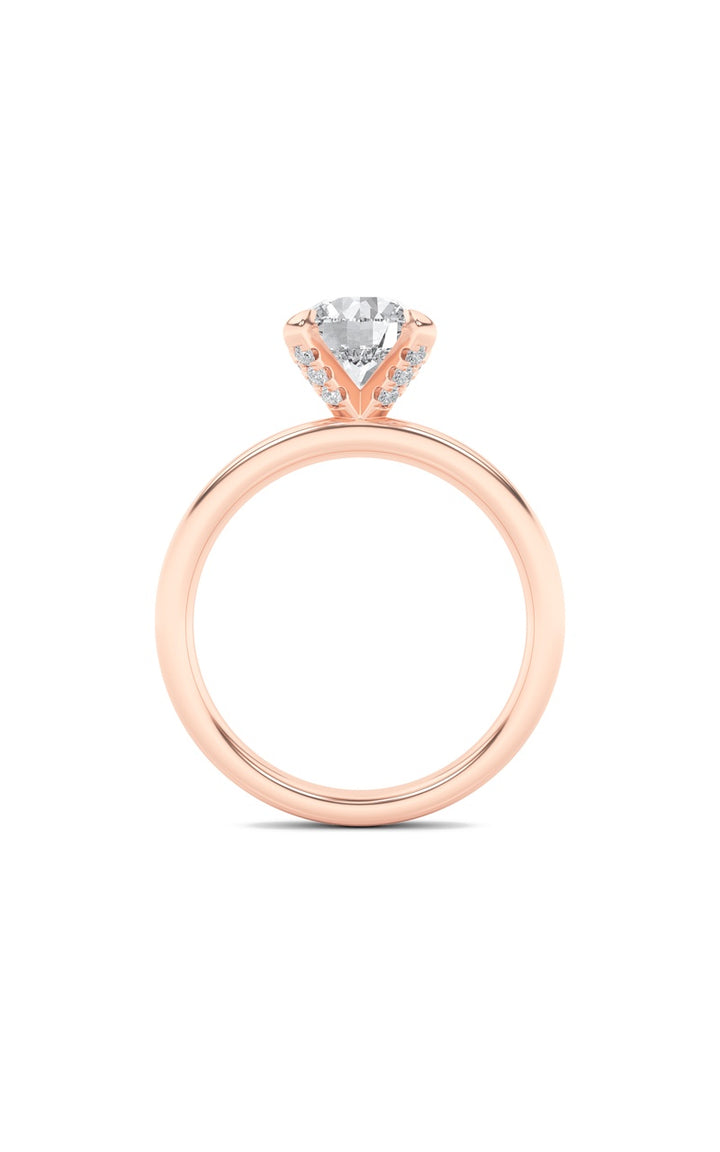 2Cttw Round Shaped Lab Grown Diamond (F/VS) Hidden Halo Petite Shank Ring in 14K Gold