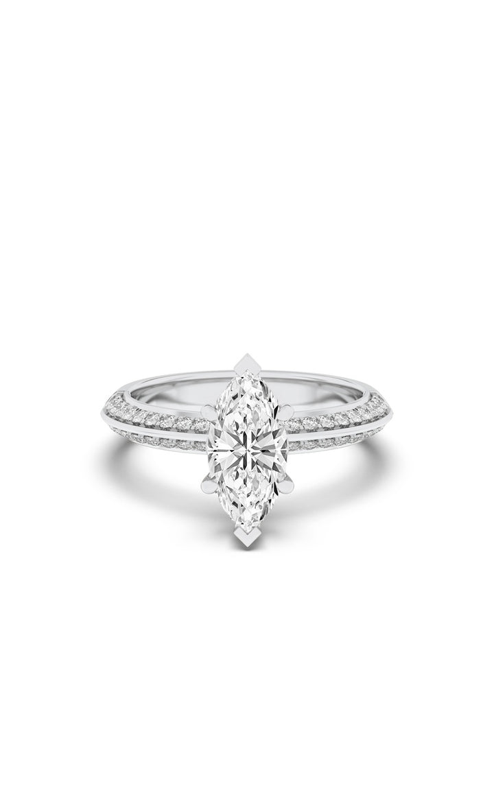 2.5Cttw Marquise Shaped Lab Grown Diamond (F/VS) Ring in 14K Gold