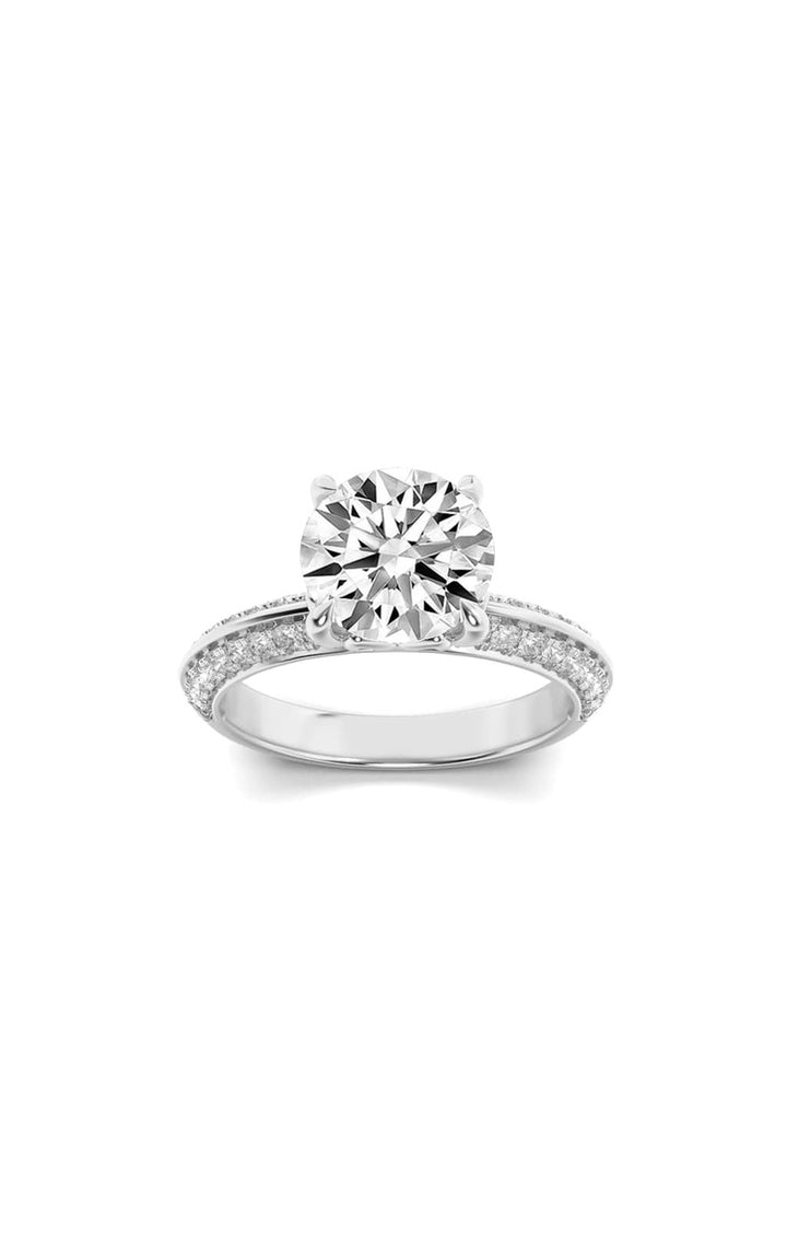 2Cttw Round Shaped Lab Grown Diamond (F/VS) MicroPave Knife Edge Accent Ring in 14K Gold