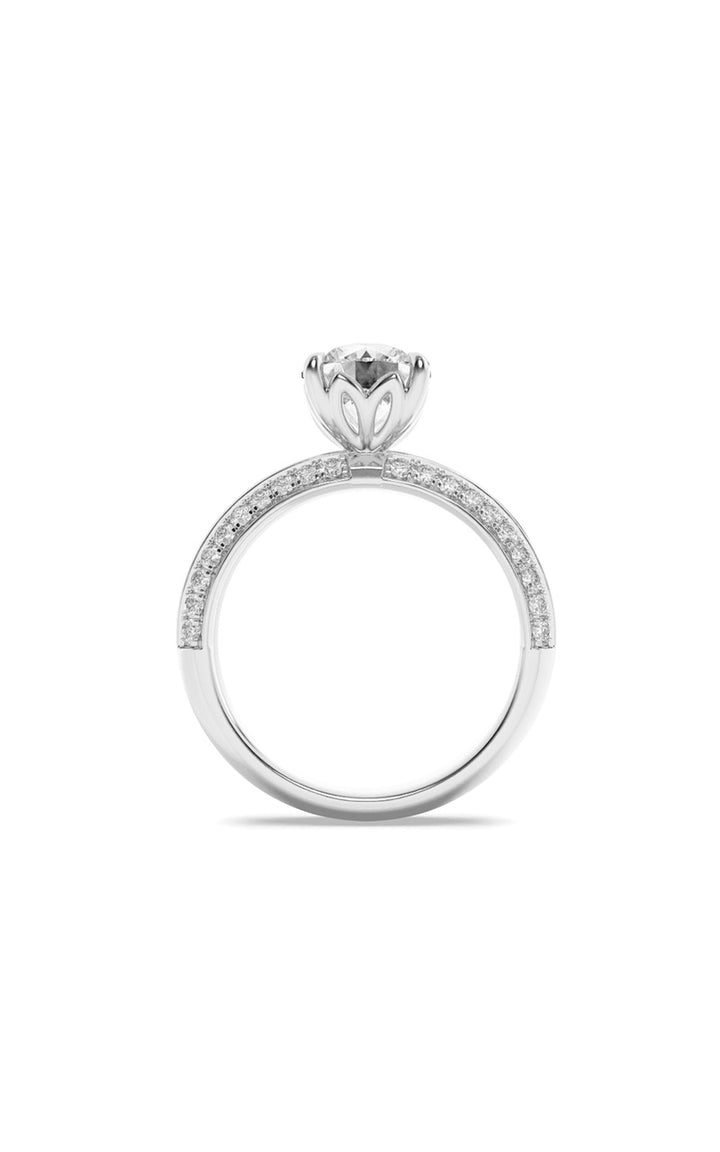 2Cttw Round Shaped Lab Grown Diamond (F/VS) Micro Pave Knife Edge Accent Ring in 14K Gold