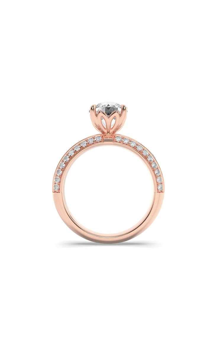 2Cttw Round Shaped Lab Grown Diamond (F/VS) MicroPave Knife Edge Accent Ring in 14K Gold