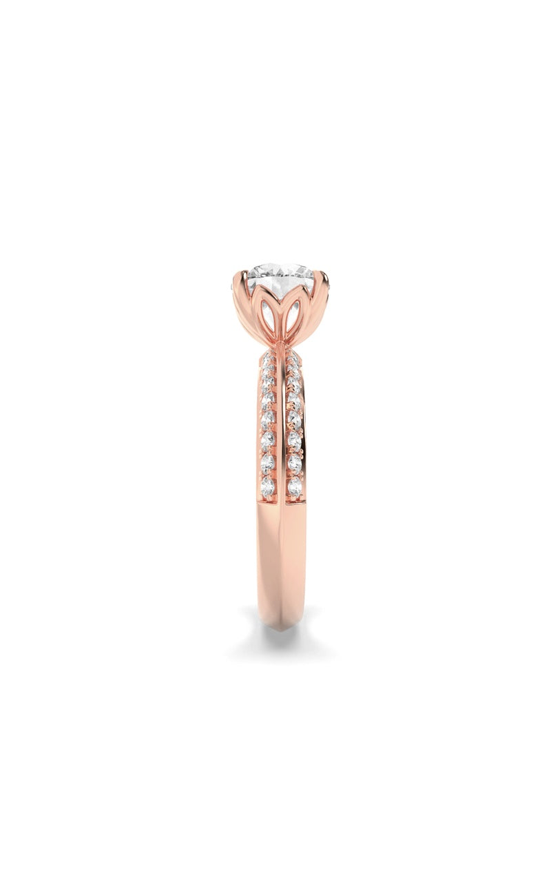 2Cttw Round Shaped Lab Grown Diamond (F/VS) MicroPave Knife Edge Accent Ring in 14K Gold