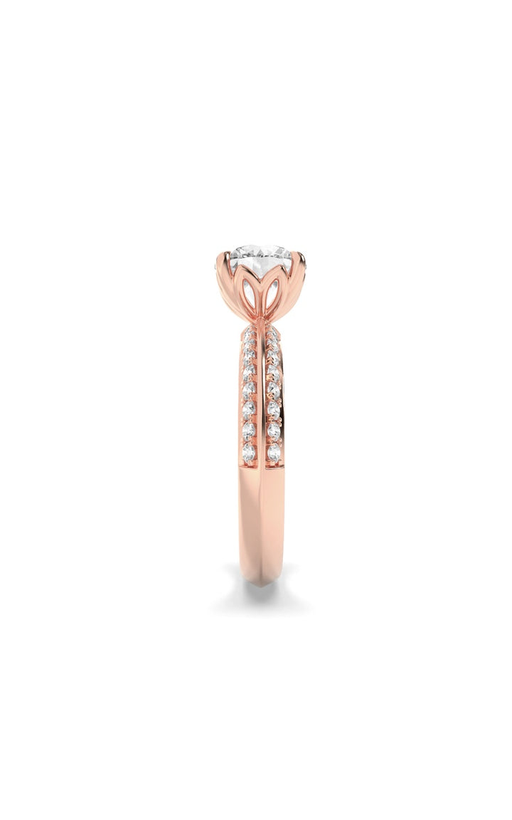 2Cttw Round Shaped Lab Grown Diamond (F/VS) MicroPave Knife Edge Accent Ring in 14K Gold