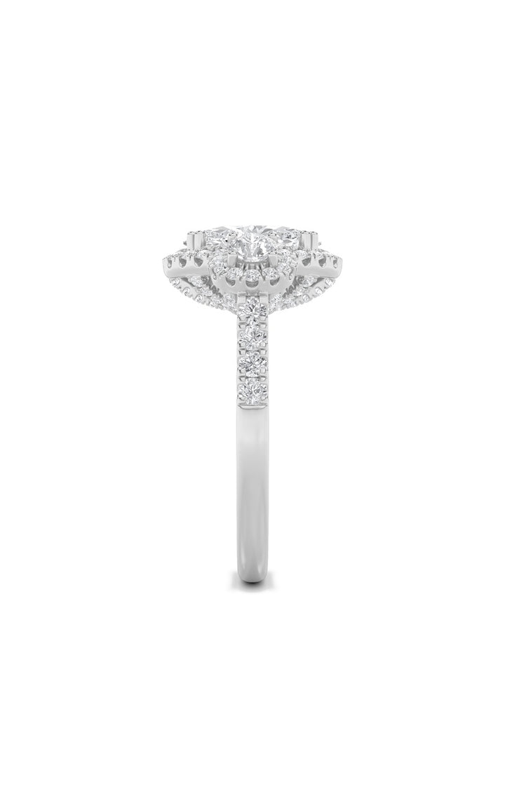 3Cttw Oval Shaped Lab Grown Diamond (F/VS) Three Stone Accented Ring in 14K Gold
