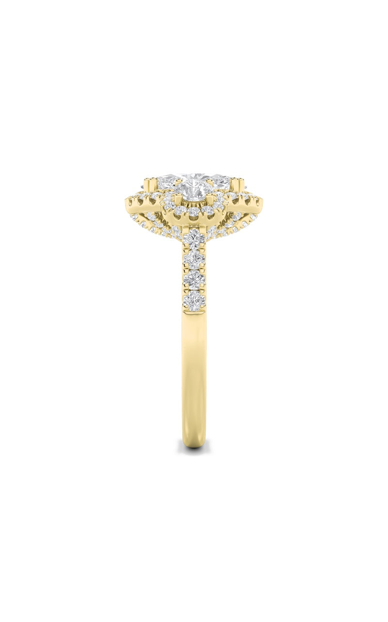 3Cttw Oval Shaped Lab Grown Diamond (F/VS) Three Stone Accented Ring in 14K Gold