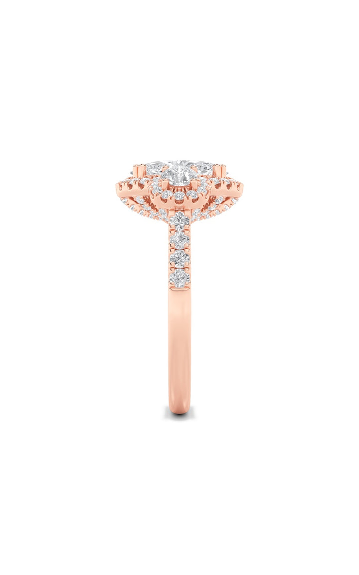 3Cttw Oval Shaped Lab Grown Diamond (F/VS) Three Stone Accented Ring in 14K Gold